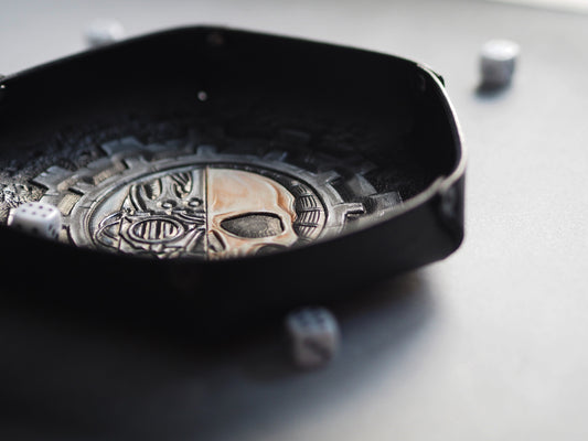 mechanicus dice tray - leather dice tray wh40k - adeptus leather valet