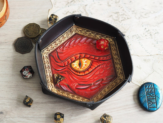Tabletop leather dice tray - dragon eye