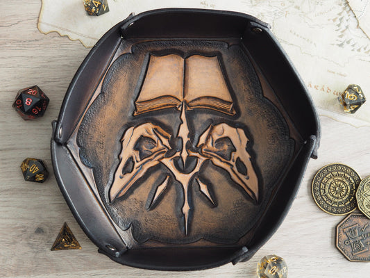 Tabletop leather dice tray - necromancer warlock